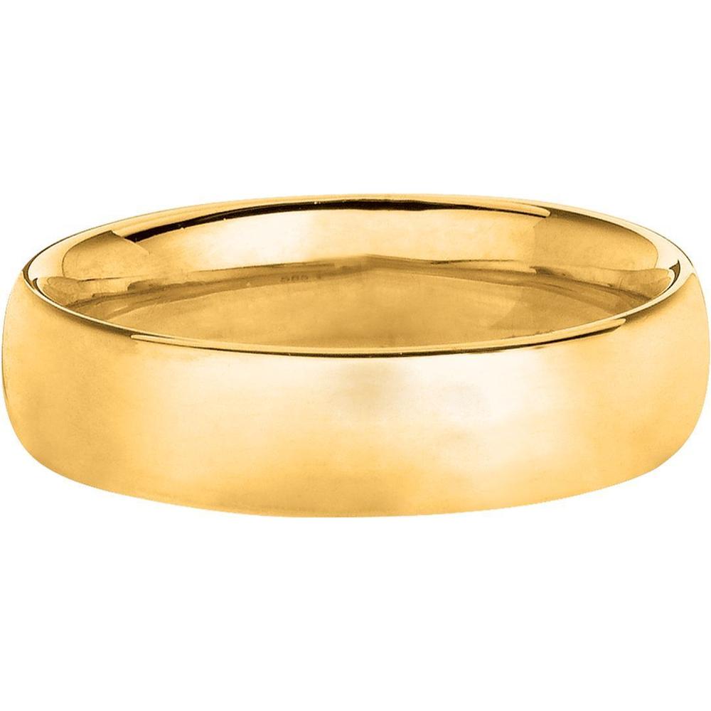 14K Yellow Gold 6mm Comfort Fit Wedding Band - Polished Finish - Size 11 by Orozza Fine Jewelry
