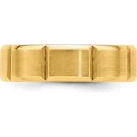 14K Yellow Gold 6mm Comfort Fit Wedding Band with Brushed and Polished Beveled Edge and Vertical Lines by Luciano & Cie