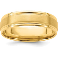 14K Yellow Gold 6mm Comfort Fit Wedding Band with Brushed Satin and Polished Grooved Edge - Standard Weight by Luciano & Cie