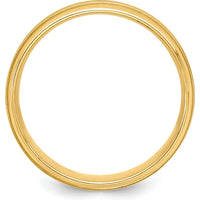 14K Yellow Gold 6mm Comfort Fit Wedding Band with Brushed Satin and Polished Milgrain Grooved Edge by Luciano & Cie