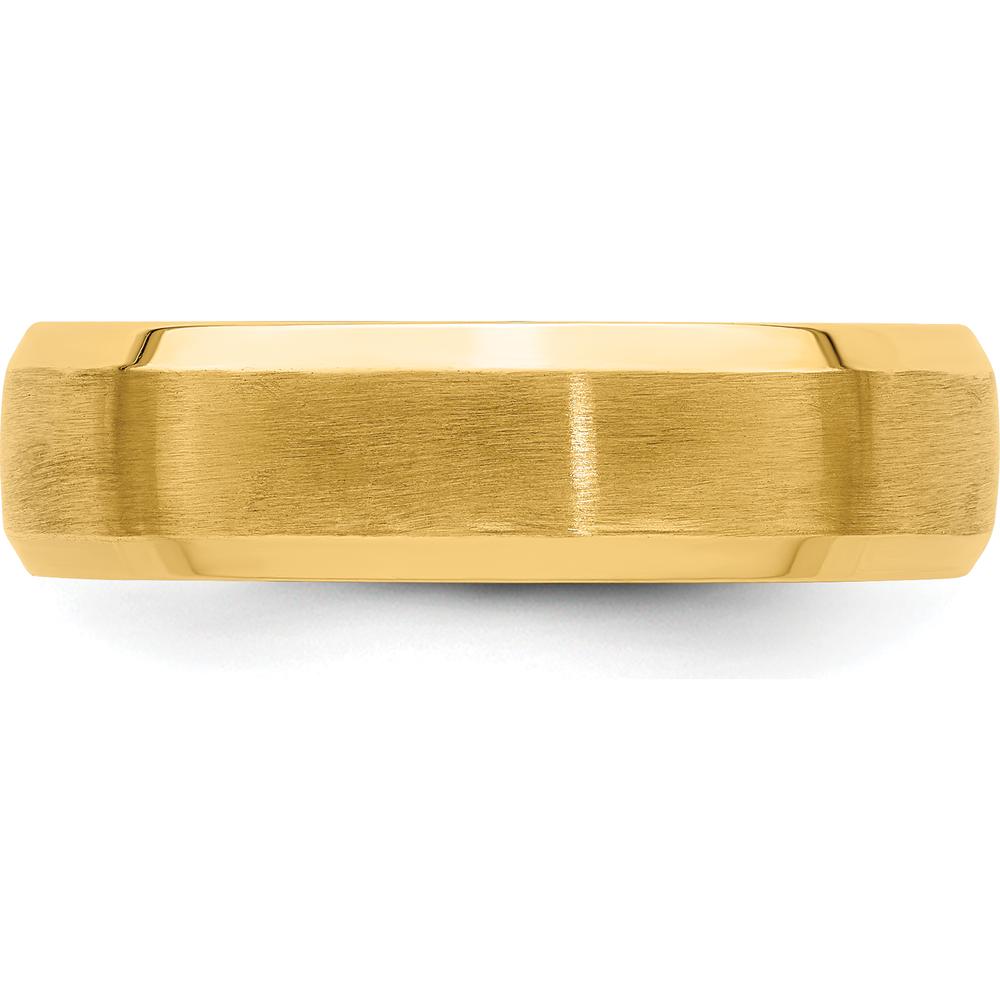 14K Yellow Gold 6mm Comfort Fit Wedding Band with Brushed Satin Finish and Polished Beveled Edges by Luciano & Cie