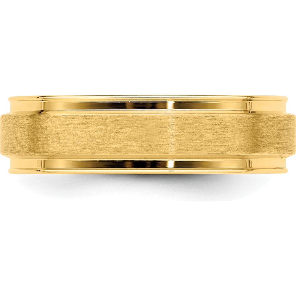 14K Yellow Gold 6mm Comfort Fit Wedding Band with Brushed Satin Finish and Polished Edges by Luciano & Cie