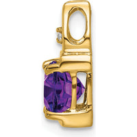 14K Yellow Gold 6mm Cushion Amethyst and Round Diamond Pendant by Lumare Gioia