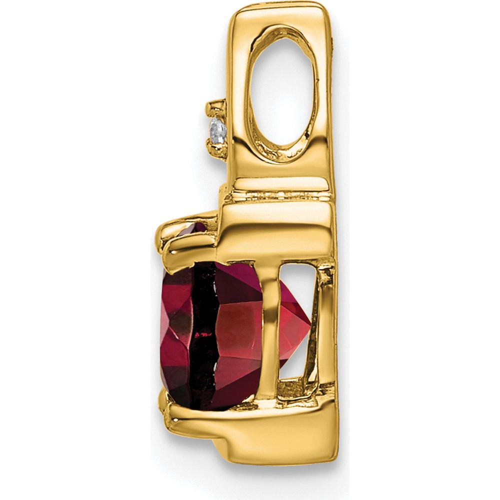 14K Yellow Gold 6mm Cushion-Cut Garnet Pendant with Round Diamond Accent - 0.9 Carat Garnet, 0.01 Carat Diamond by Lumare Gioia