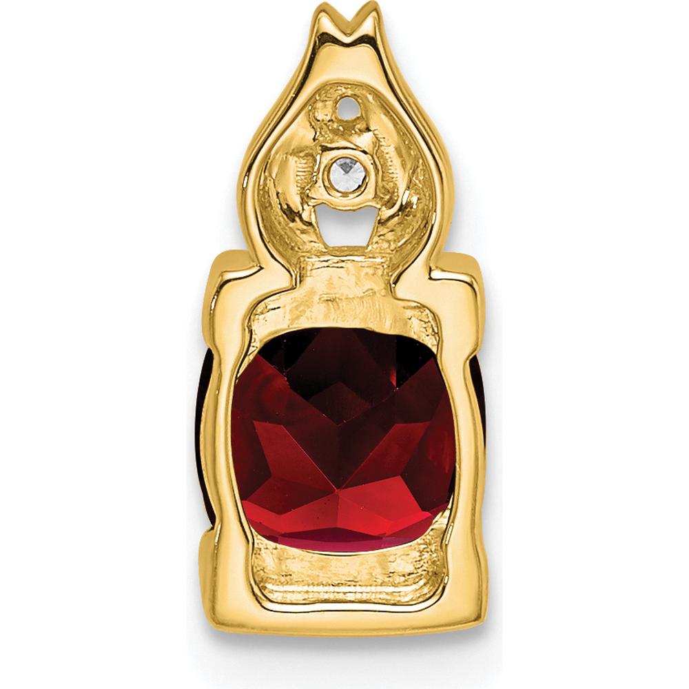 14K Yellow Gold 6mm Cushion-Cut Garnet Pendant with Round Diamond Accent - 0.9 Carat Garnet, 0.01 Carat Diamond by Lumare Gioia