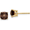 14K Yellow Gold 6mm Cushion Cut Smoky Quartz Stud Earrings - 0.90 Carat Total Gem Weight by Monteluci Fine Jewelry