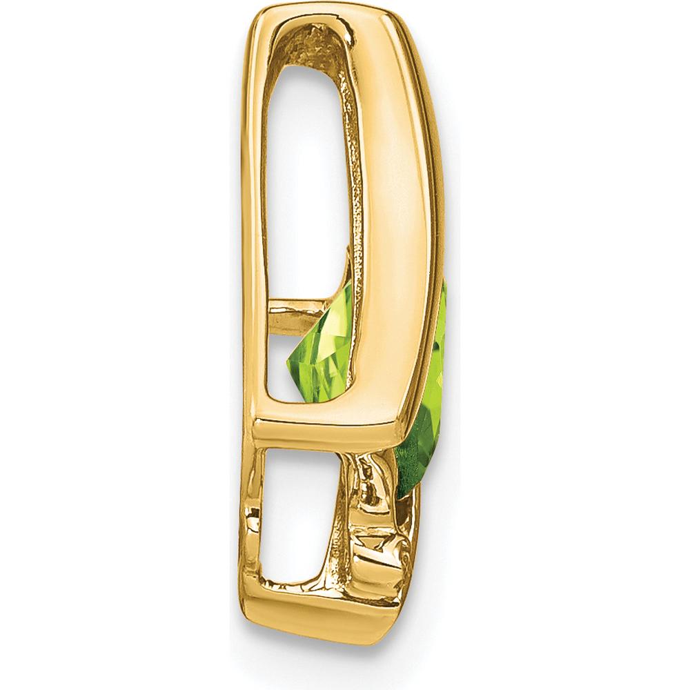 14K Yellow Gold 6mm Cushion Peridot Pendant with Round Diamonds - 1.25 Carat Peridot and 0.005 Carat Total Diamond Weight by Lumare Gioia
