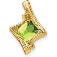 14K Yellow Gold 6mm Cushion Peridot Pendant with Round Diamonds - 1.25 Carat Peridot and 0.005 Carat Total Diamond Weight by Lumare Gioia