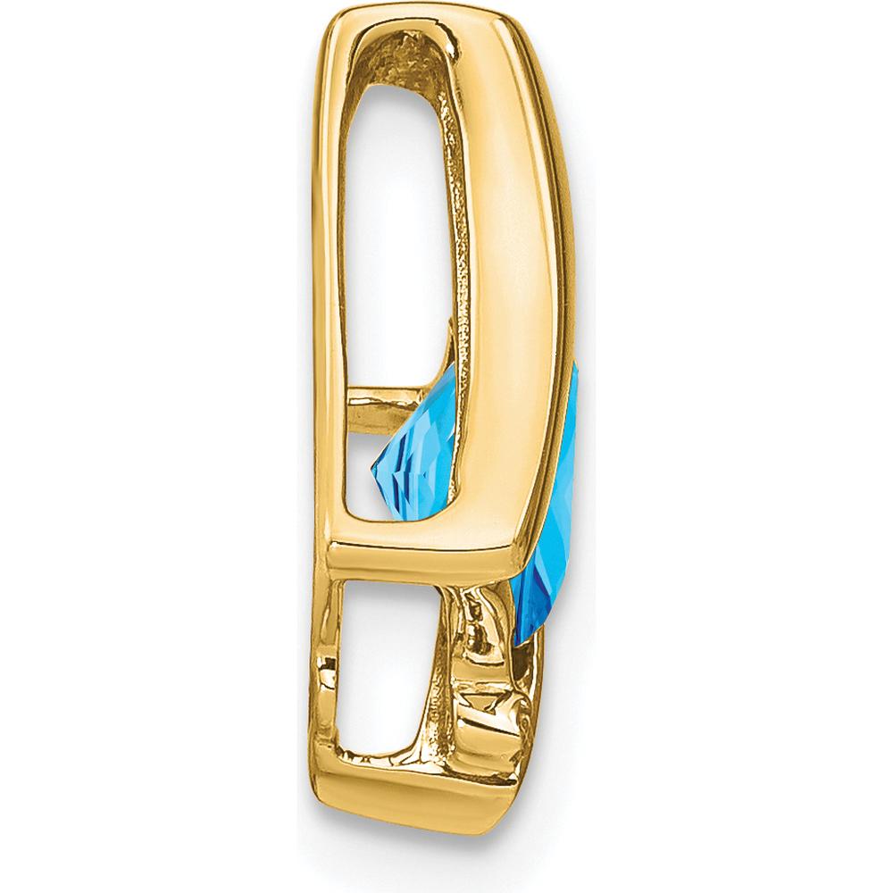 14K Yellow Gold 6mm Cushion Swiss Blue Topaz and Diamond Pendant - 1.25 Carat Total Topaz Weight, 0.005 Carat Total Diamond Weight by Lumare Gioia
