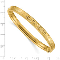14K Yellow Gold 6mm Diamond-Cut Concave Hinged Oval Bangle Bracelet by Oro Pregiato