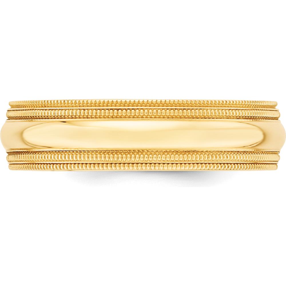 14K Yellow Gold 6mm Double Milgrain Comfort Fit Wedding Band - Size 12 by Luciano & Cie