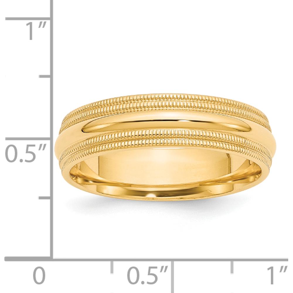 14K Yellow Gold 6mm Double Milgrain Comfort Fit Wedding Band - Size 12 by Luciano & Cie