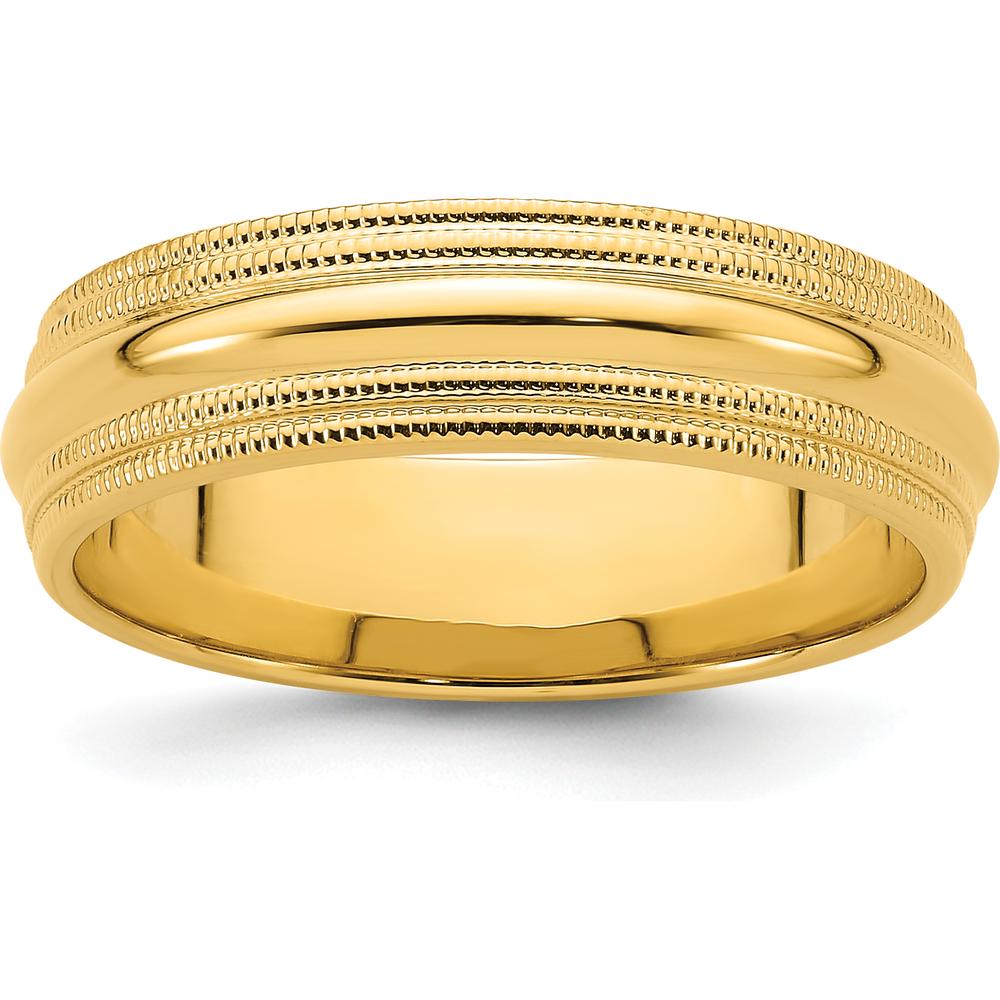 14K Yellow Gold 6mm Double Milgrain Comfort Fit Wedding Band - Size 9 by Luciano & Cie