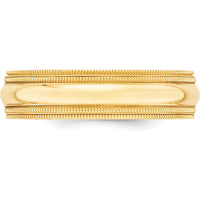 14K Yellow Gold 6mm Double Milgrain Comfort Fit Wedding Band - Size 9 by Luciano & Cie