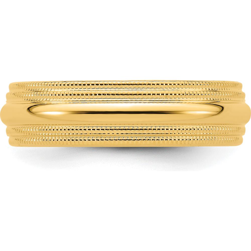 14K Yellow Gold 6mm Double Milgrain Comfort Fit Wedding Band - Size 9 by Luciano & Cie