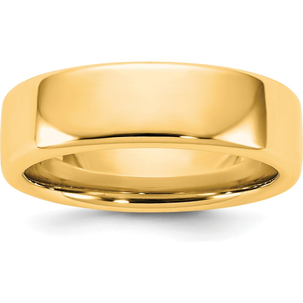 14K Yellow Gold 6mm European Comfort Fit Domed Wedding Band - Engravable by Luciano & Cie