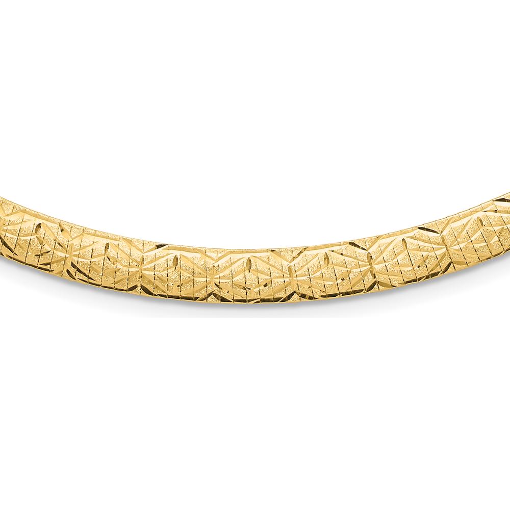 14K Yellow Gold 6mm Fancy Diamond-Cut Reversible Omega Necklace - 17.25" by 0
