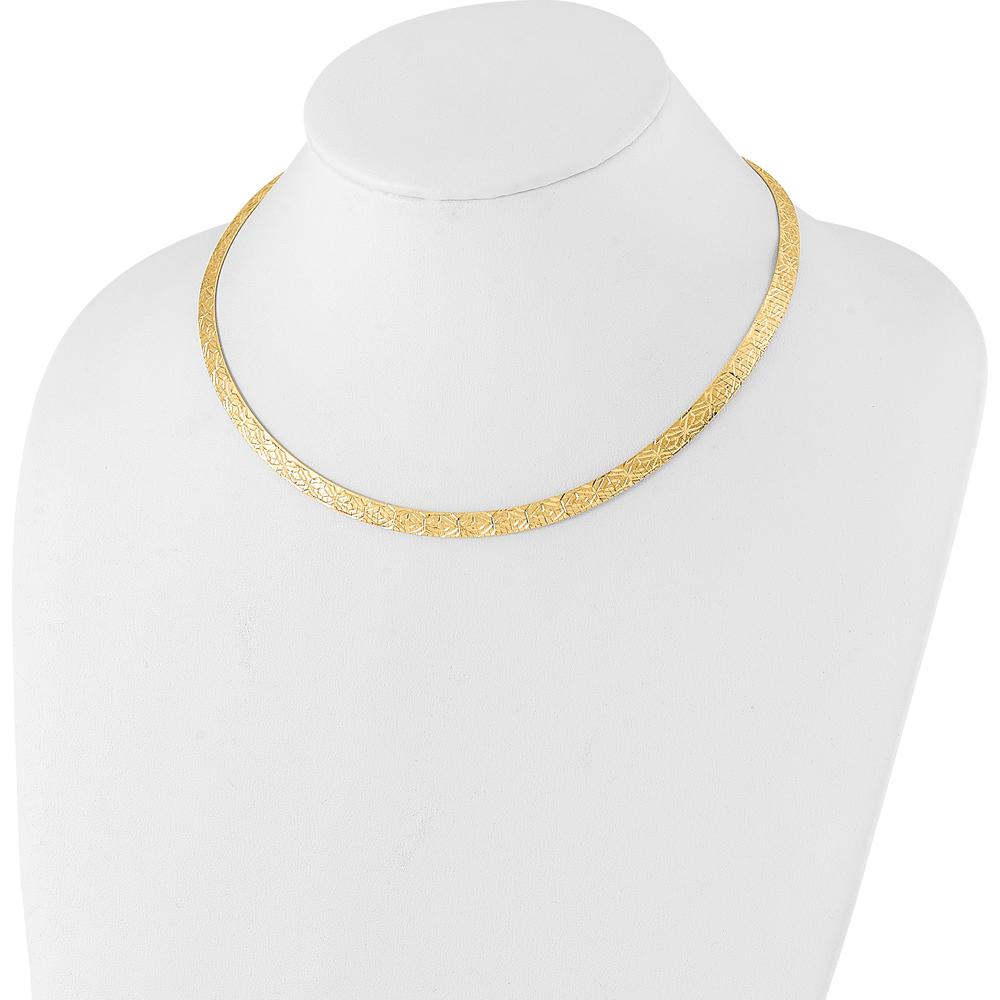 14K Yellow Gold 6mm Fancy Diamond-Cut Reversible Omega Necklace - 17.25" by 0