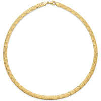 14K Yellow Gold 6mm Fancy Diamond-Cut Reversible Omega Necklace - 17.25" by 0