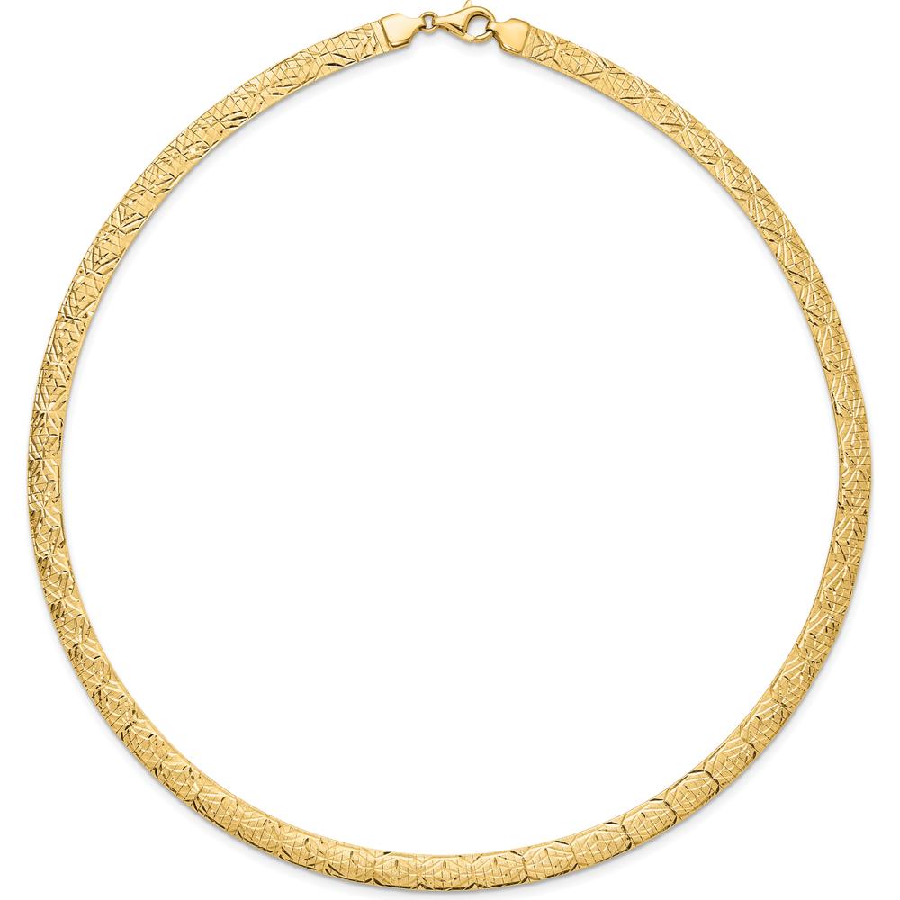 14K Yellow Gold 6mm Fancy Diamond-Cut Reversible Omega Necklace - 17.25" by 0