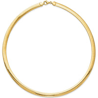 14K Yellow Gold 6mm Fancy Diamond-Cut Reversible Omega Necklace - 17.25" by 0