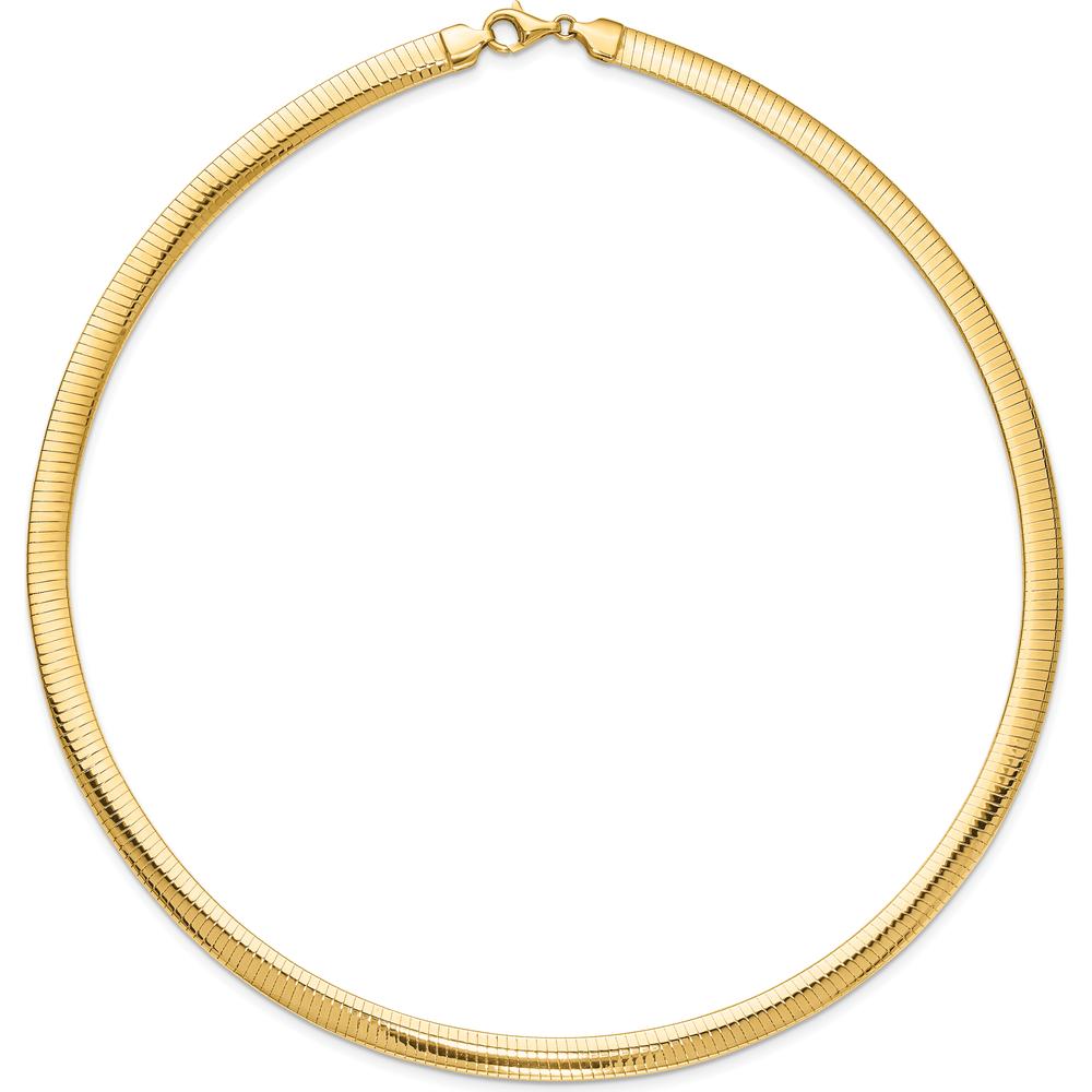 14K Yellow Gold 6mm Fancy Diamond-Cut Reversible Omega Necklace - 17.25" by 0