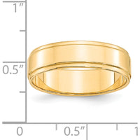 14K Yellow Gold 6mm Flat Wedding Band with Step Edge Design - Size 7 by Luciano & Cie