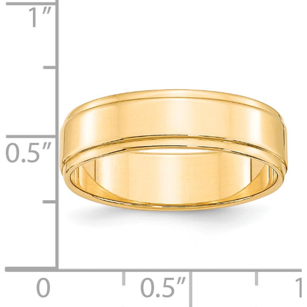 14K Yellow Gold 6mm Flat Wedding Band with Step Edge Design - Size 7 by Luciano & Cie