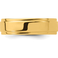 14K Yellow Gold 6mm Flat Wedding Band with Step Edge Design - Size 7 by Luciano & Cie