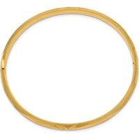 14K Yellow Gold 6mm Florentine Engraved Hinged Round Bangle Bracelet by Oro Pregiato