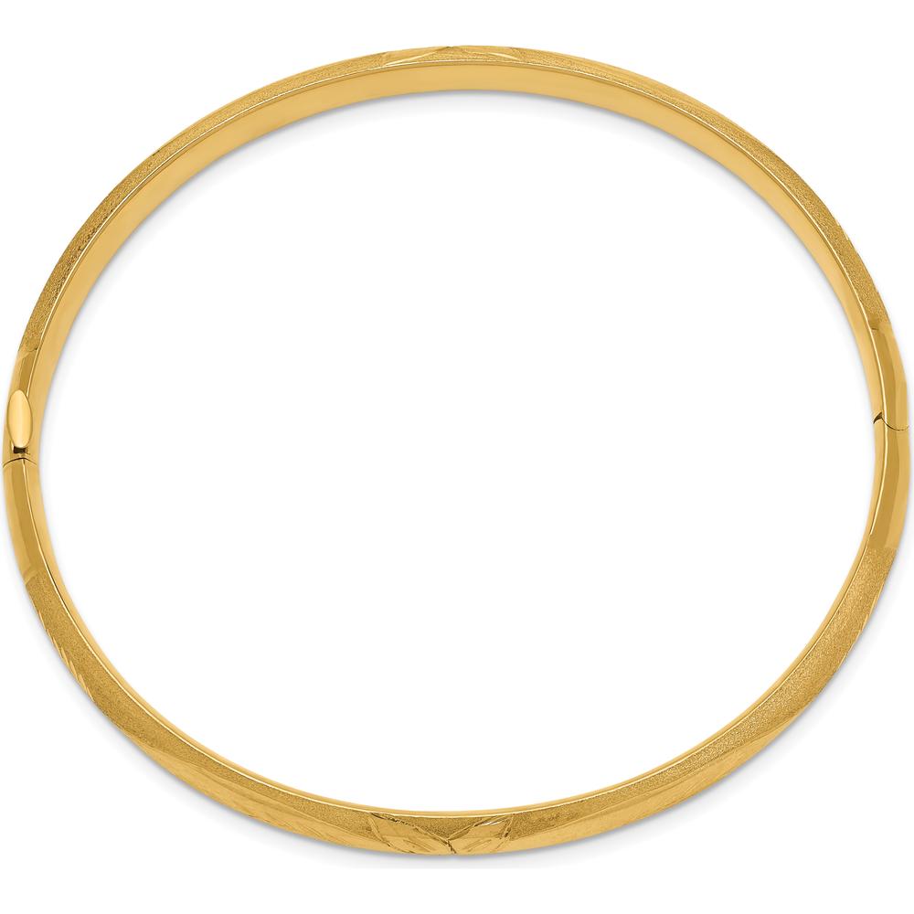 14K Yellow Gold 6mm Florentine Engraved Hinged Round Bangle Bracelet by Oro Pregiato