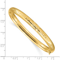 14K Yellow Gold 6mm Florentine Engraved Hinged Round Bangle Bracelet by Oro Pregiato