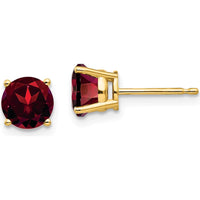 14K Yellow Gold 6mm Garnet Stud Earrings - 1.00 Carat Total Garnet Weight by Monteluci Fine Jewelry