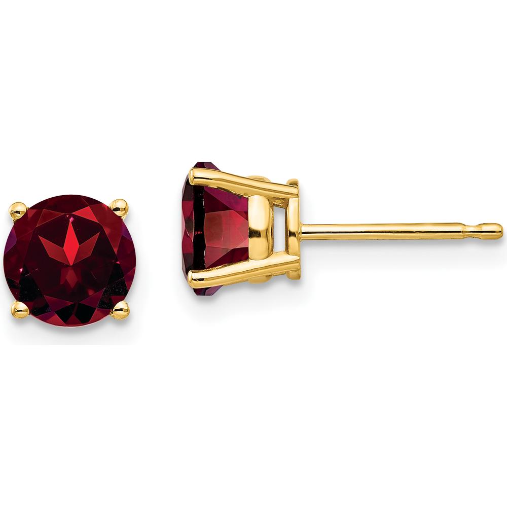 14K Yellow Gold 6mm Garnet Stud Earrings - 1.00 Carat Total Garnet Weight by Monteluci Fine Jewelry