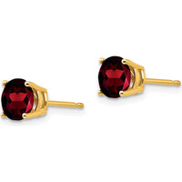 14K Yellow Gold 6mm Garnet Stud Earrings - 1.00 Carat Total Garnet Weight by Monteluci Fine Jewelry