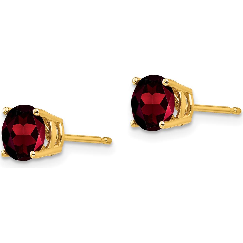 14K Yellow Gold 6mm Garnet Stud Earrings - 1.00 Carat Total Garnet Weight by Monteluci Fine Jewelry