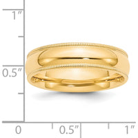 14K Yellow Gold 6mm Half Round Milgrain Comfort Fit Wedding Band by Luciano & Cie