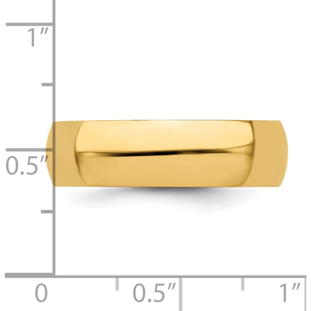 14K Yellow Gold 6mm Half-Round Wedding Band - Size 9 by Luciano & Cie