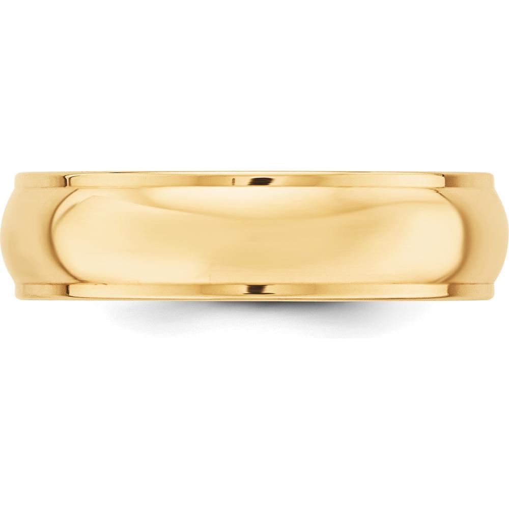 14K Yellow Gold 6mm Half Round Wedding Band with Ridged Edge - Size 12.5 by Luciano & Cie