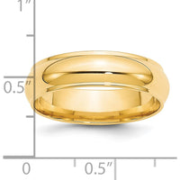 14K Yellow Gold 6mm Half Round Wedding Band with Ridged Edge - Size 12.5 by Luciano & Cie
