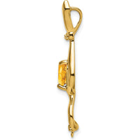 14K Yellow Gold 6mm Heart Citrine and Diamond Cat Chain Slide - 0.99 Carat Citrine, 0.02 Carat Total Diamond Weight by Lumare Gioia