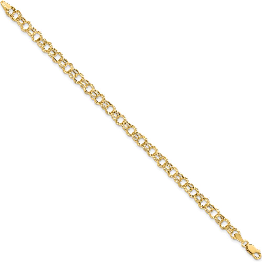 14K Yellow Gold 6mm Hollow Double Link Charm Bracelet - 8 Inches by Oro Pregiato