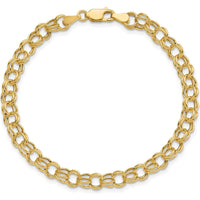 14K Yellow Gold 6mm Hollow Double Link Charm Bracelet - 8 Inches by Oro Pregiato