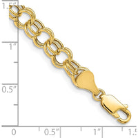 14K Yellow Gold 6mm Hollow Double Link Charm Bracelet - 8" Length by Oro Pregiato