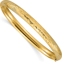 14K Yellow Gold 6mm Laser-Cut Hinged Oval Bangle Bracelet by Oro Pregiato