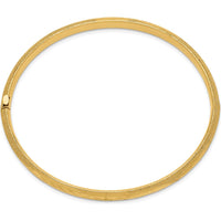 14K Yellow Gold 6mm Laser-Cut Hinged Oval Bangle Bracelet by Oro Pregiato