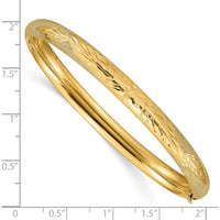 14K Yellow Gold 6mm Laser-Cut Hinged Oval Bangle Bracelet by Oro Pregiato