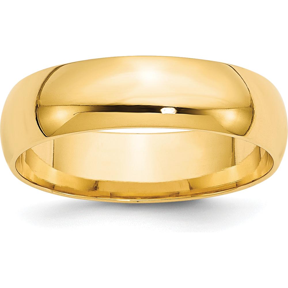 14K Yellow Gold 6mm Lightweight Comfort Fit Wedding Band - Size 12, Adjustable and Engravable by Luciano & Cie