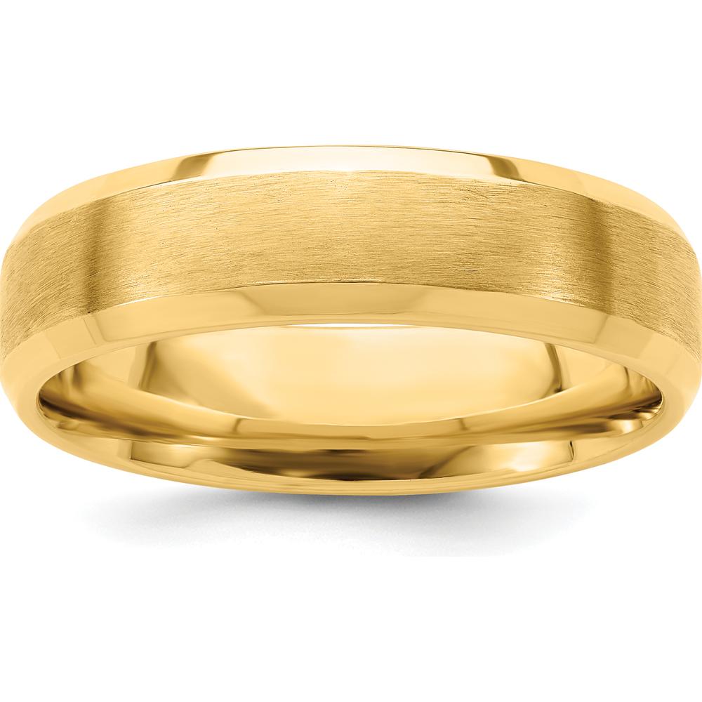 14K Yellow Gold 6mm Lightweight Comfort Fit Wedding Band with Polished Beveled Edge by Luciano & Cie