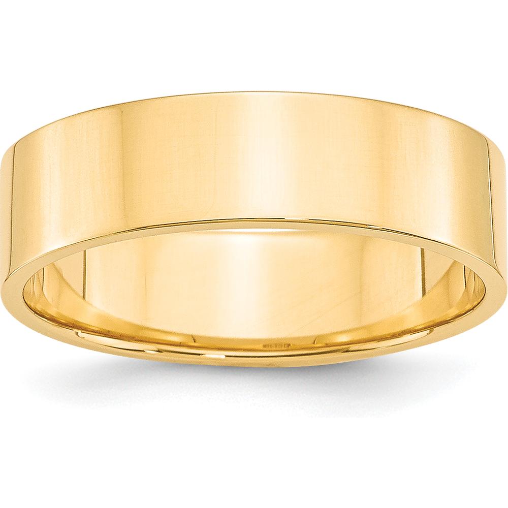 14K Yellow Gold 6mm Lightweight Flat Wedding Band Size 8 by Luciano & Cie